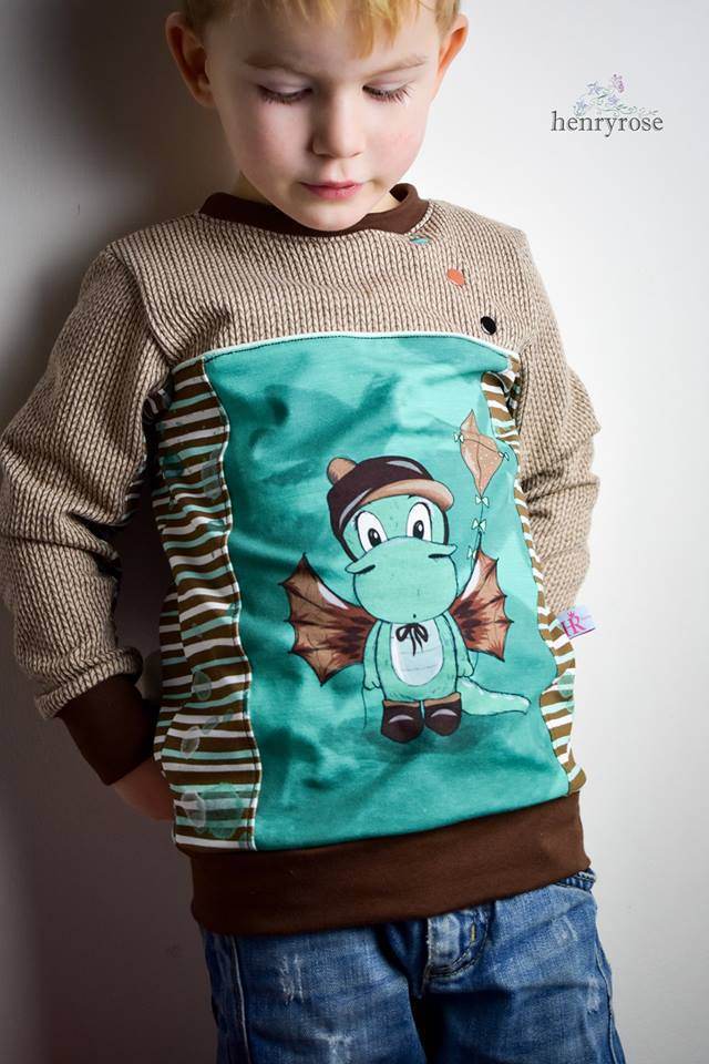 Big Sweatie mit coolen Teilungen und Taschen für 105cm-140cm Körpergröße - Sewando