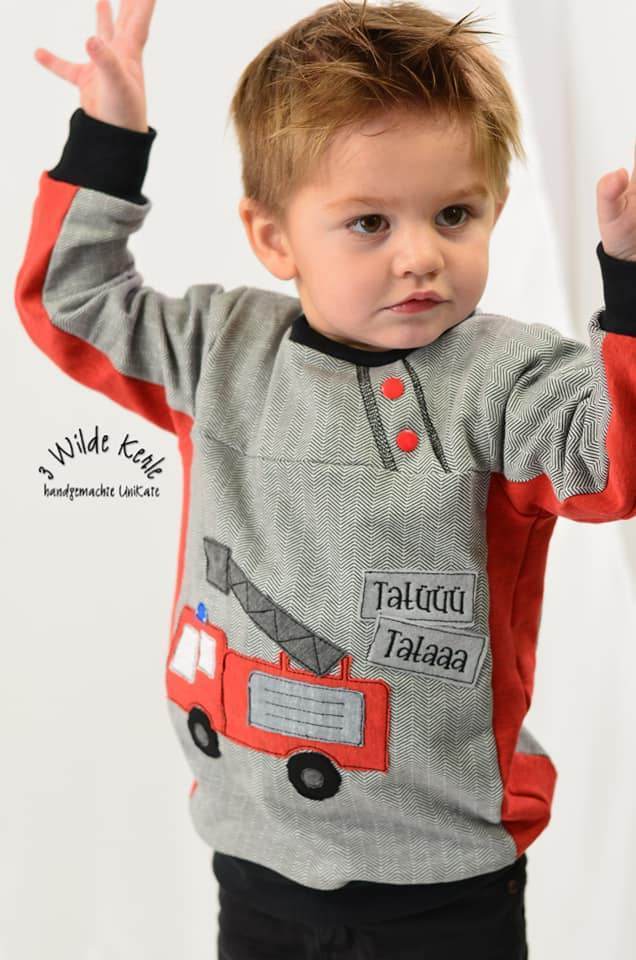 Big Sweatie mit coolen Teilungen und Taschen für 105cm-140cm Körpergröße - Sewando