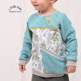 Big Sweatie mit coolen Teilungen und Taschen für 105cm-140cm Körpergröße - Sewando