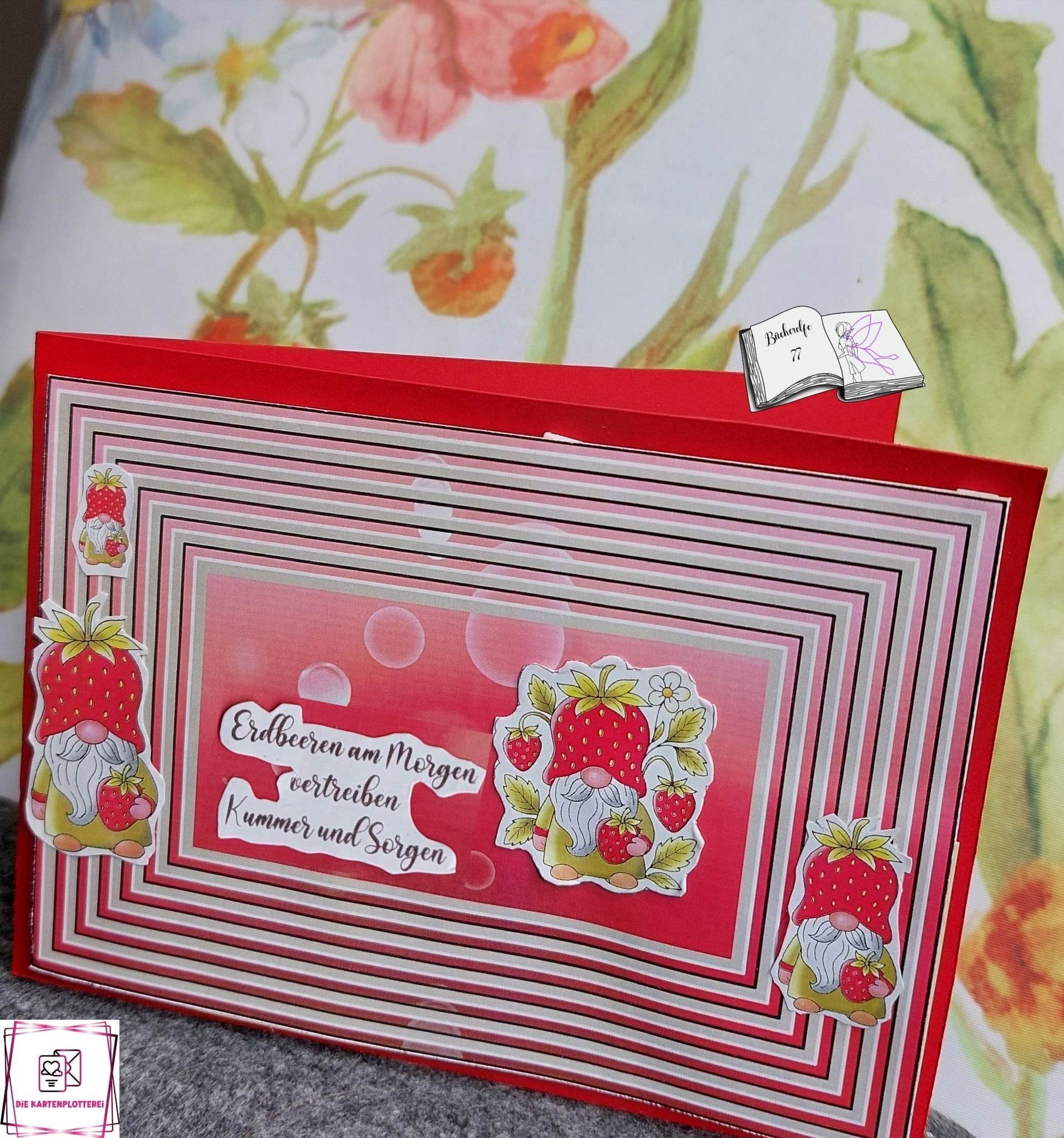 Plotterdatei Erdbeer Wichtel Hugo Sublimation, Digistamp, Digipaper ! - Sewando