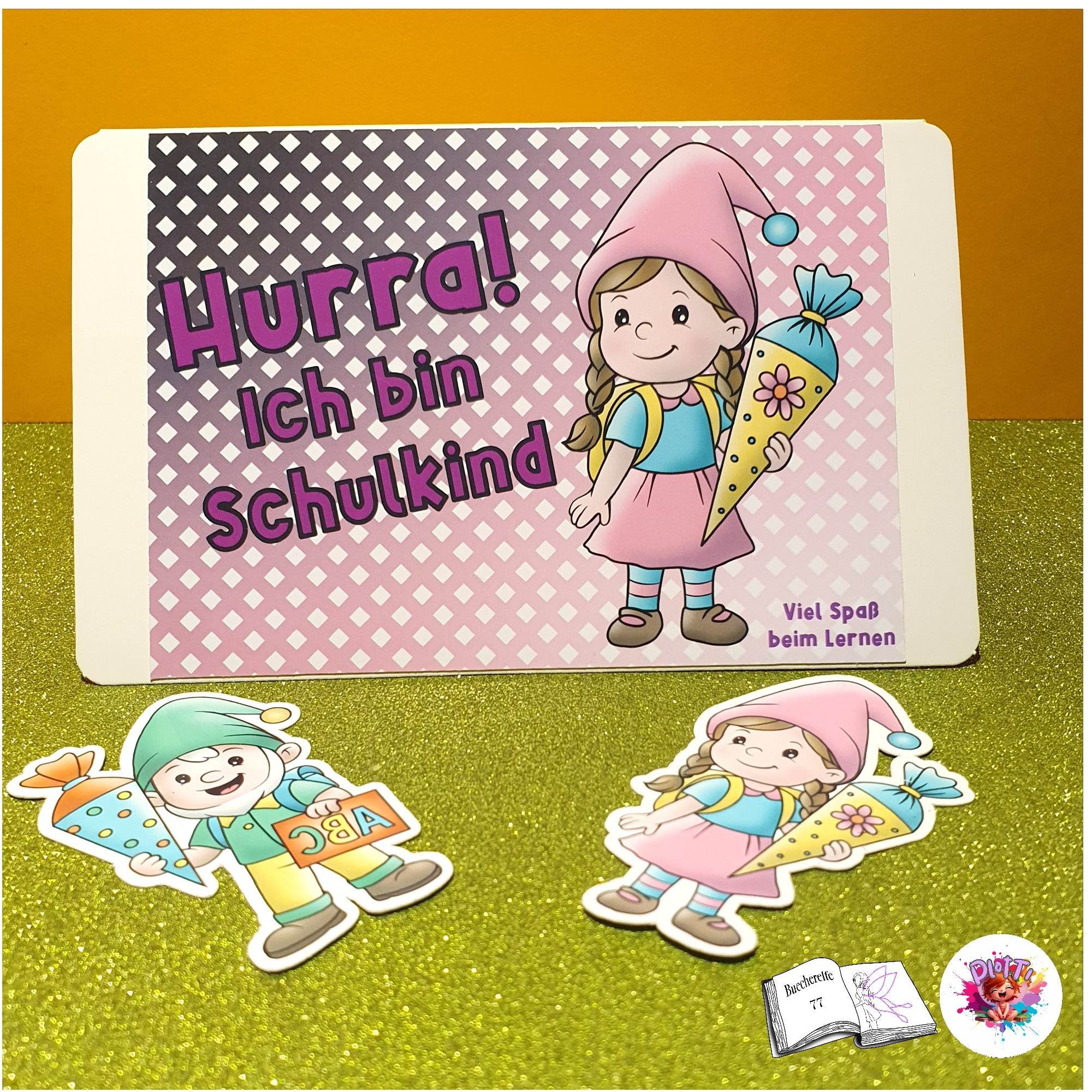 Digistamp Schul Wichtel Lina und Linus Sublimation, Plotterdatei, Digipaper ! - Sewando