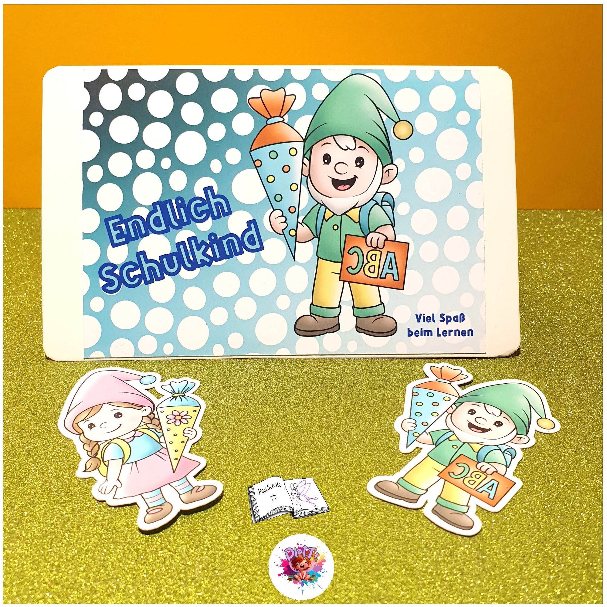 Digistamp Schul Wichtel Lina und Linus Sublimation, Plotterdatei, Digipaper ! - Sewando