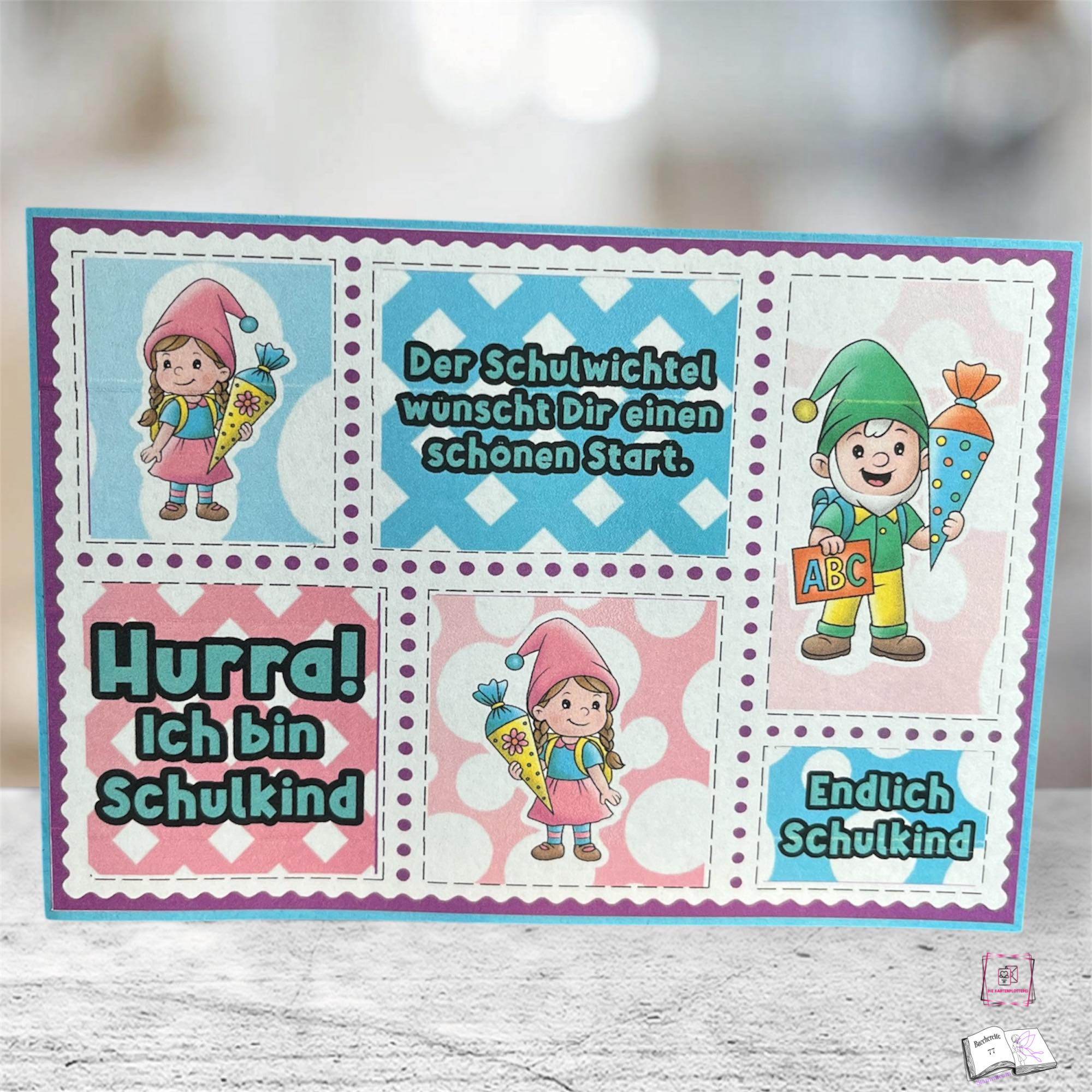 Digistamp Schul Wichtel Lina und Linus Sublimation, Plotterdatei, Digipaper ! - Sewando
