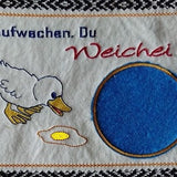 Stickdatei - Mugrug "Aufwachen, Du Weichei"