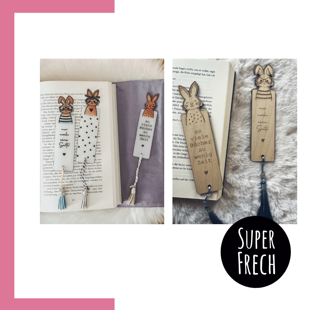 Lesezeichen Laserdatei Hase | Basteln mit Papier + Holz - Sewando
