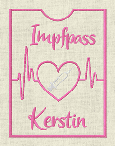 Stickdatei Impfpass Spritze mit Herz und EKG Set 625/h - Sewando