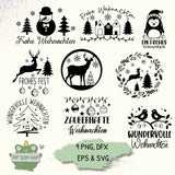Weihnachts-Plotterdateien - 9 Motive & Schriftzüge als SVG, PNG, EPS & DXF - Sewando