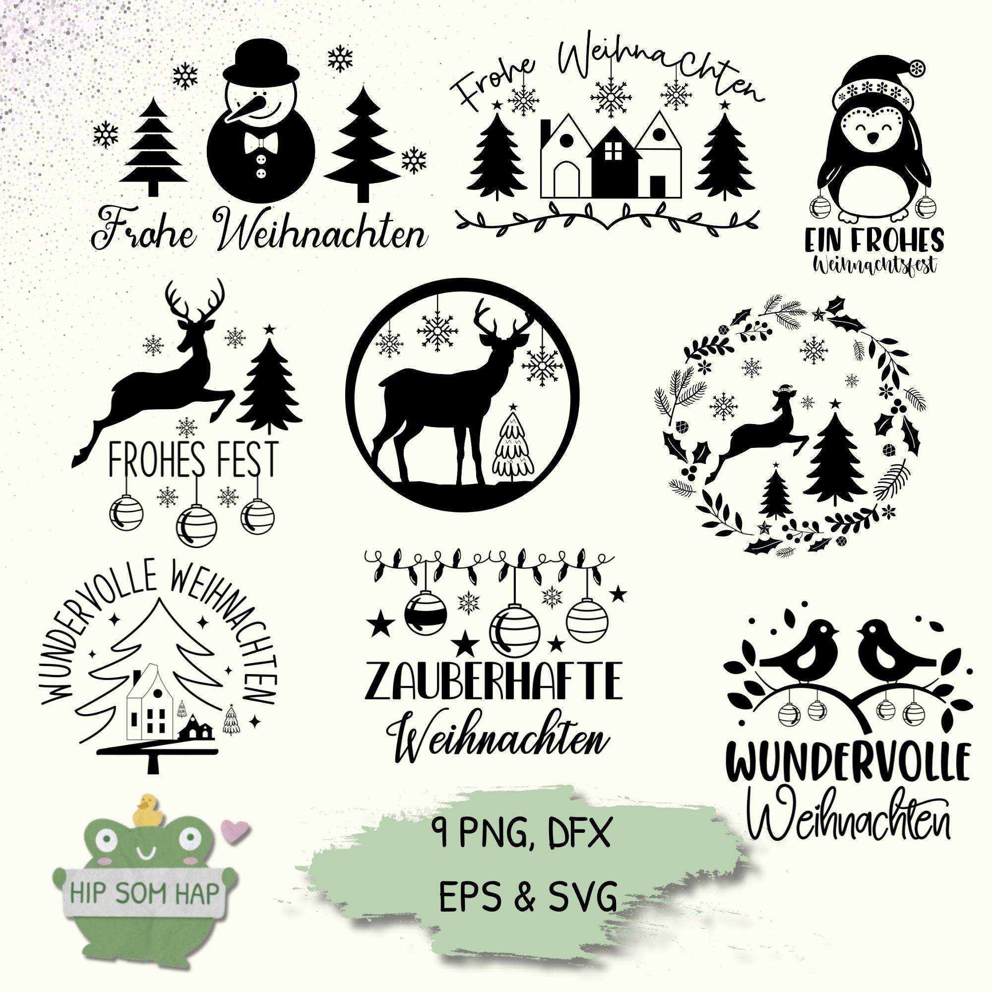 Weihnachts-Plotterdateien - 9 Motive & Schriftzüge als SVG, PNG, EPS & DXF - Sewando