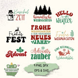 Weihnachts-Plotterdateien | 9 Schriftzüge & Motive als SVG, PNG, EPS & DXF