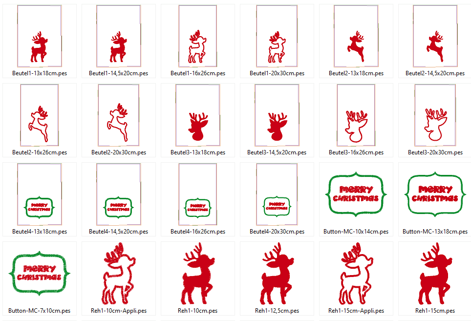 Hirsch Reh Weihnachten Stickdatei inkl. Säckchen Dateien - Sewando