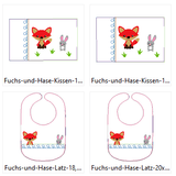 Stickdatei - Fuchs mit Hase Kissen und Laetzchen SET ITH - Sewando