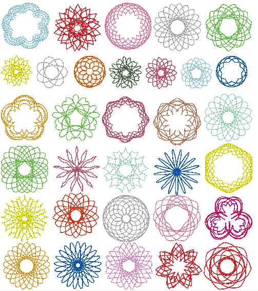 Stickdatei - Zirkel Mandala Mini Blumen 2 bis 4cm Teil 1 - Sewando