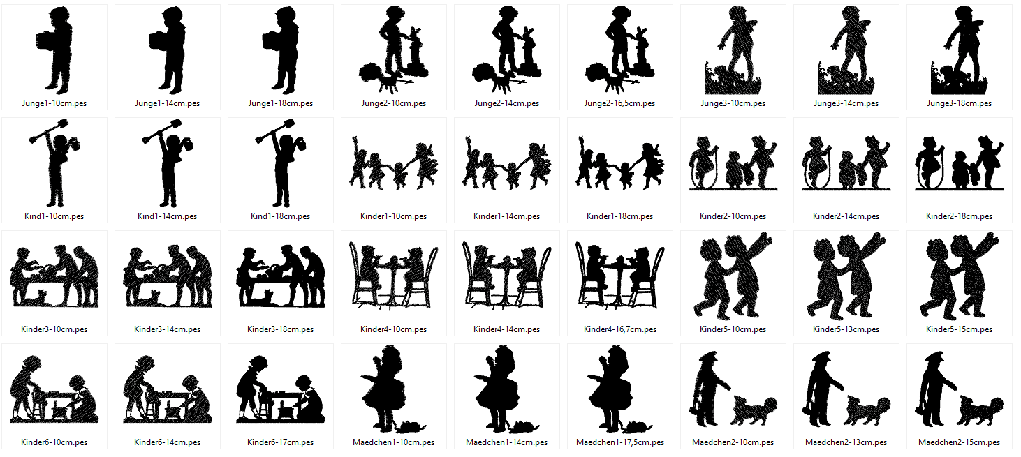 Nostalgie Kinder Silhouette Stickdatei Vol.1 - Sewando