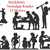Nostalgie Kinder Silhouette Stickdatei Vol.1 - Sewando