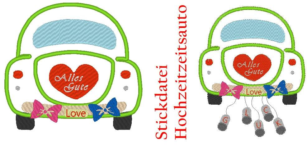 Hochzeitsauto Stickdatei Hochzeit - Sewando