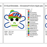 Snow Board Skull Stickdatei - Sewando