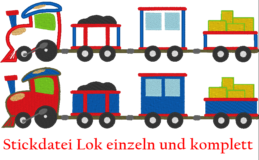 Lok Eisenbahn Stickdatei Zug - Sewando