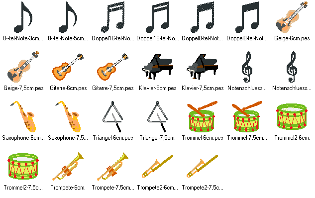 Musikinstrumente Minis Stickdatei - Sewando