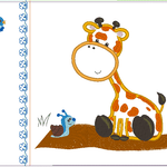 Stickdatei - Giraffe mit Schnecke Kissen und Laetzchen SET ITH - Sewando