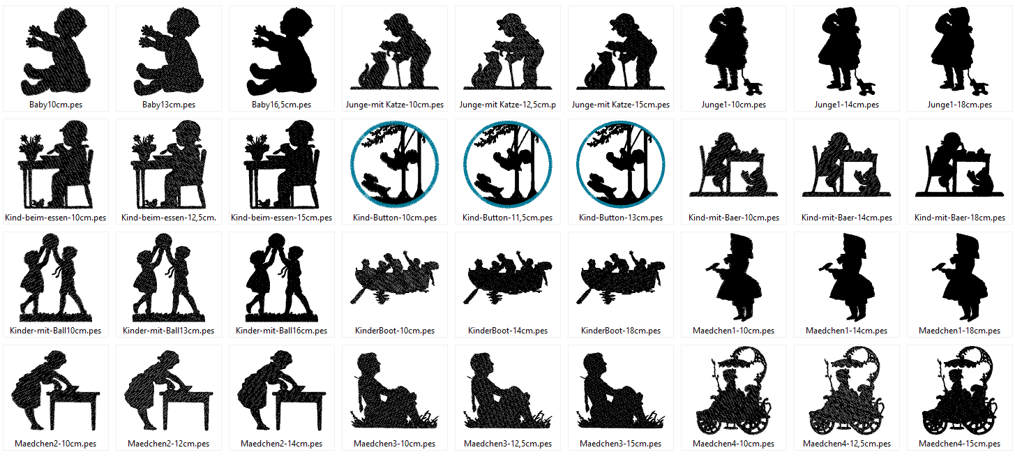 Nostalgie Kinder Silhouette Stickdatei Vol.2 - Sewando