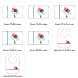 Stickdatei - Kaefer Marienkaefer auf Blume Kissen und Laetzchen SET ITH - Sewando