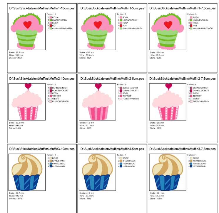 Muffin Kuchen Stickdatei - Sewando
