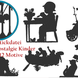 Nostalgie Kinder Silhouette Stickdatei Vol.2 - Sewando