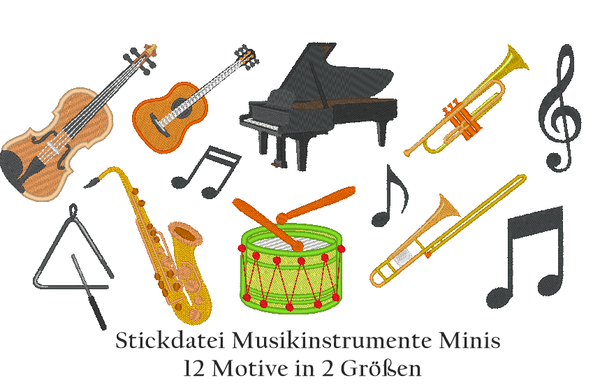 Musikinstrumente Minis Stickdatei - Sewando