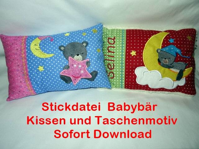 Stickdatei - Baby BĂ€r Taschenmotiv + Kissen ITH - Sewando
