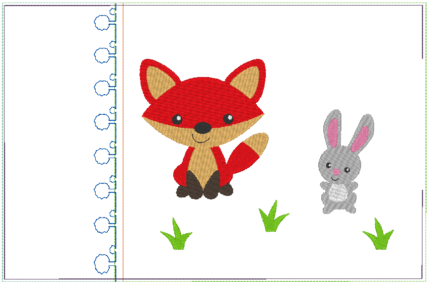 Stickdatei - Fuchs mit Hase Kissen und Laetzchen SET ITH - Sewando