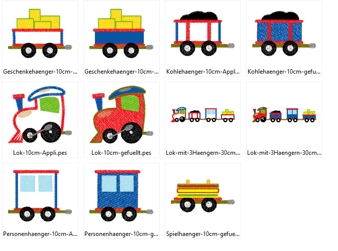 Lok Eisenbahn Stickdatei Zug - Sewando