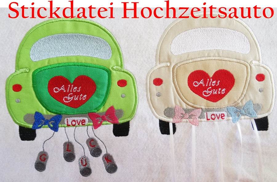 Hochzeitsauto Stickdatei Hochzeit - Sewando