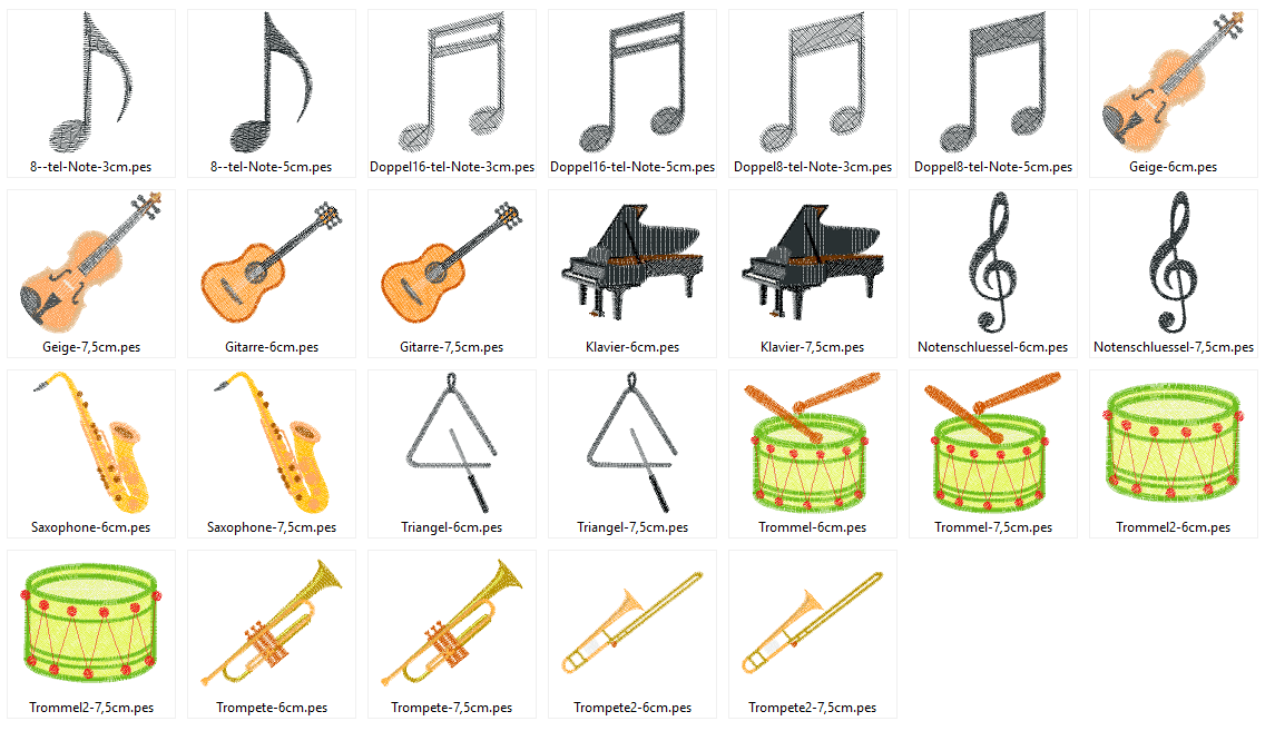 Musikinstrumente Minis Stickdatei - Sewando