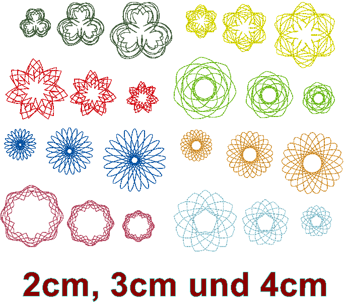 Stickdatei - Zirkel Mandala Mini Blumen 2 bis 4cm Teil 1 - Sewando