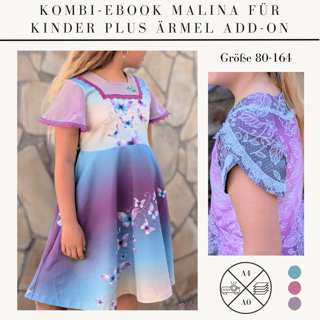 Schnittmuster-Paket für Mädchen: Malina – Shirt, Tunika & Kleid mit passenden Ärmel-Varianten - Sewando