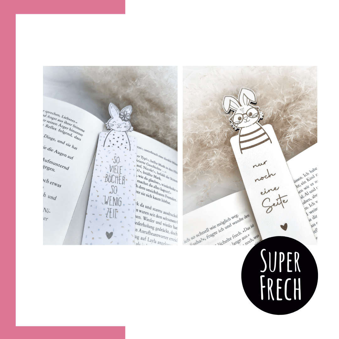 Lesezeichen Laserdatei Hase | Basteln mit Papier + Holz - Sewando