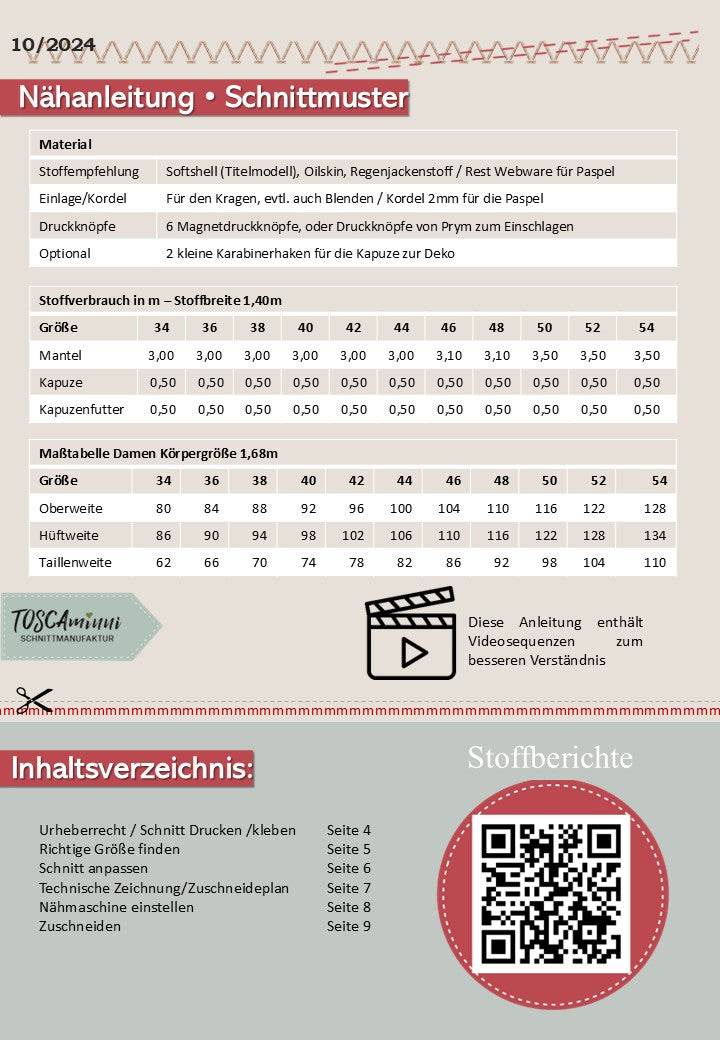 Schnittmuster Damenmantel Grace G. 34-54 - Sewando