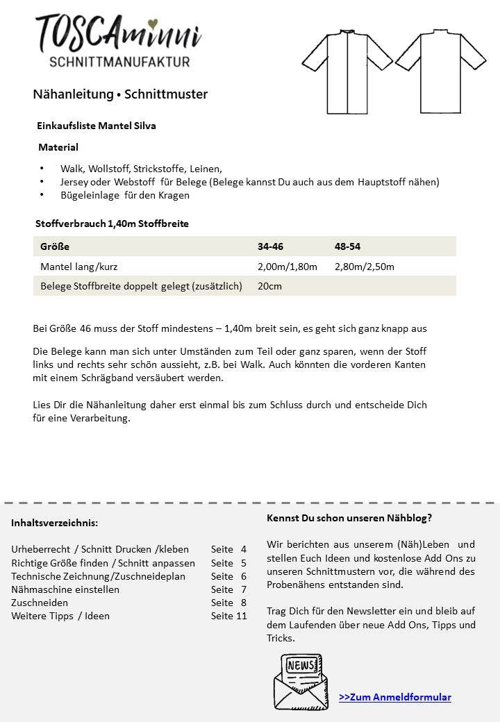 Schnittmuster Mantel Silva | Cardigan - A4-/Großformatdatei - Sewando