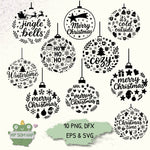 Weihnachts-Plotterdateien - 10 Weihnachtskugel-Motive als SVG, PNG, EPS & DXF - Sewando