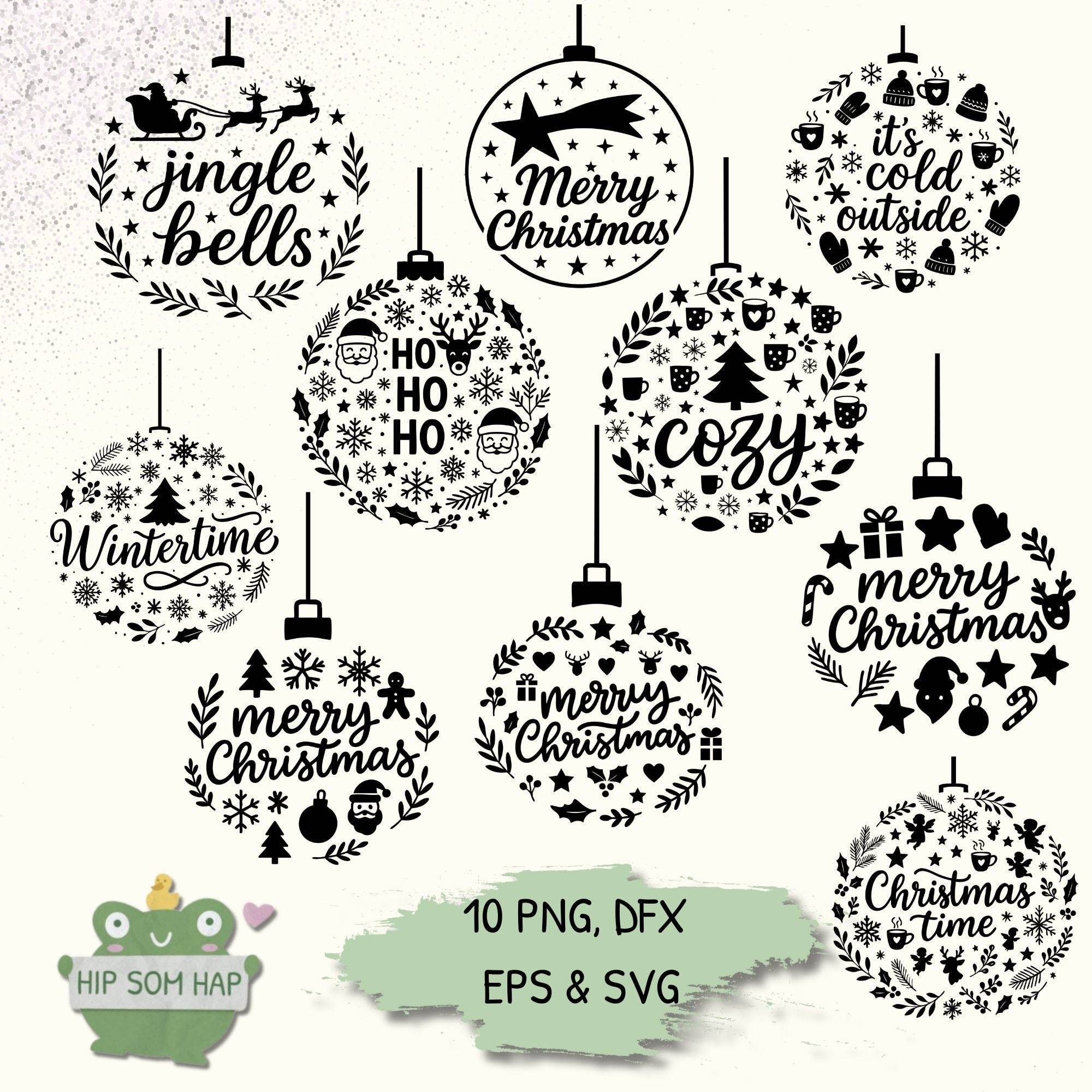 Weihnachts-Plotterdateien - 10 Weihnachtskugel-Motive als SVG, PNG, EPS & DXF - Sewando