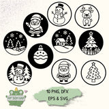 Weihnachts-Plotterdateien | 10 runde Motive als SVG, PNG, EPS & DXF