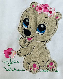 Stickdatei Doodle 1 Girl Teddy Bär Applikation Set 733 - Sewando
