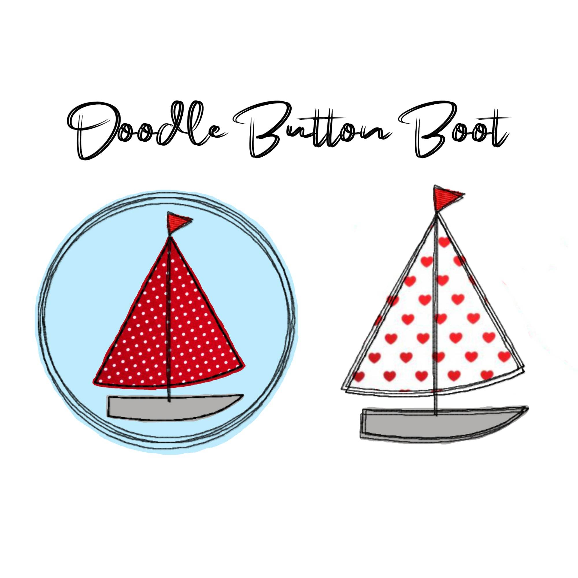 Stickdatei Doodle Button Boot - Rahmen ab 10 cm x 10 cm, Segelboot - Sewando