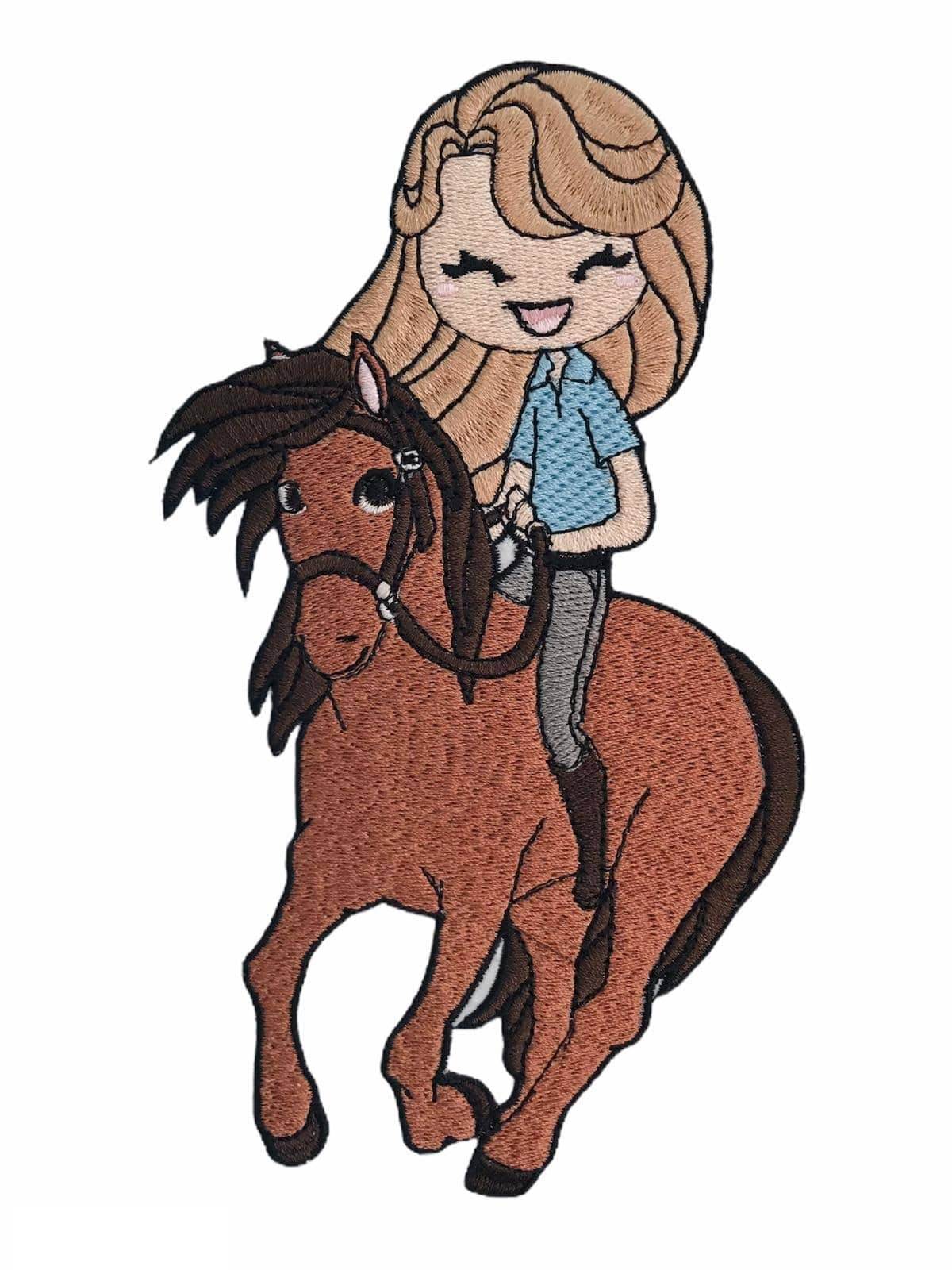 Mädchen auf Pferd Stickdatei – voller Abenteuerlust für deine Stickmaschine - Sewando