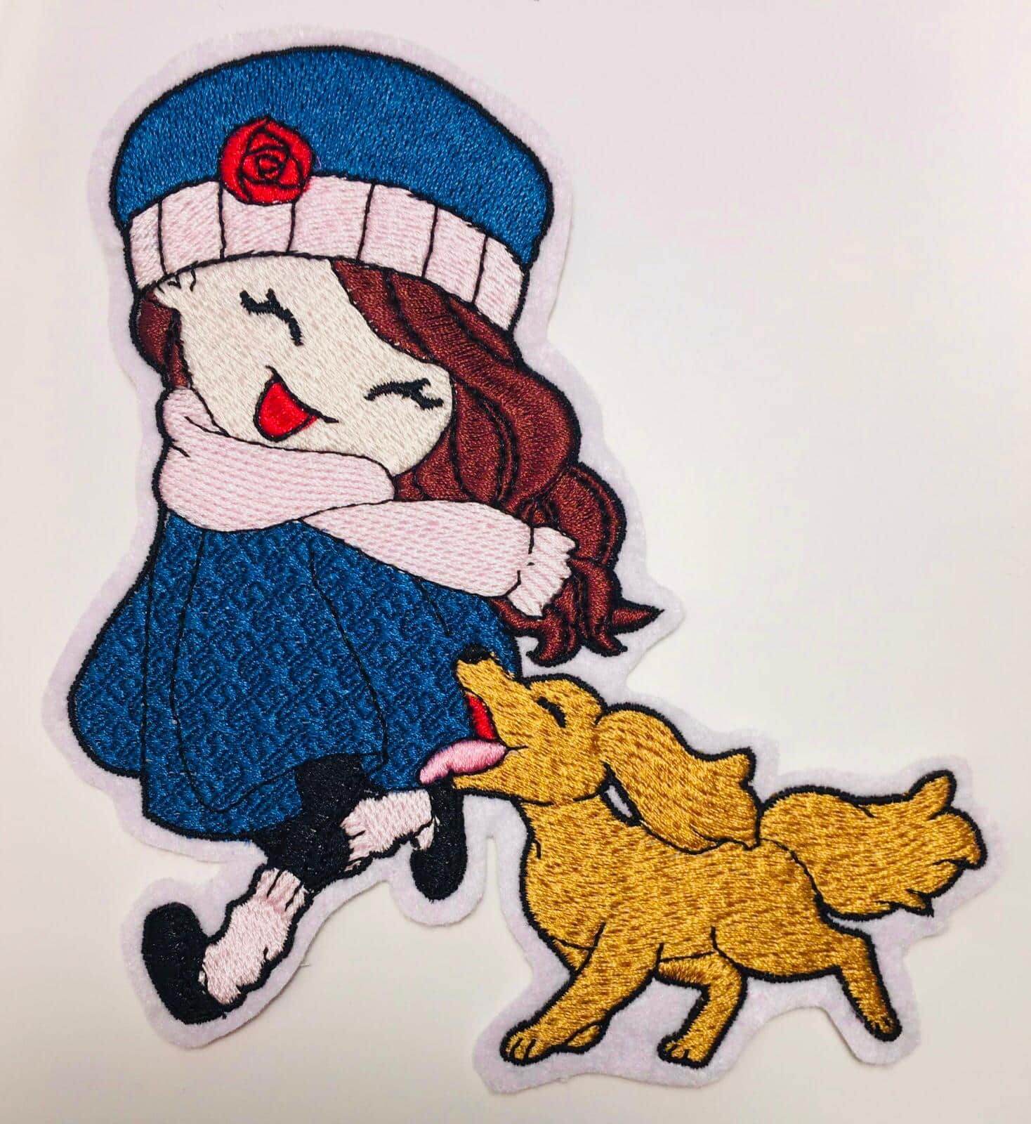 Mädchen Stickdatei – Winterliches Motiv mit Hund und ganz viel Herz - Sewando