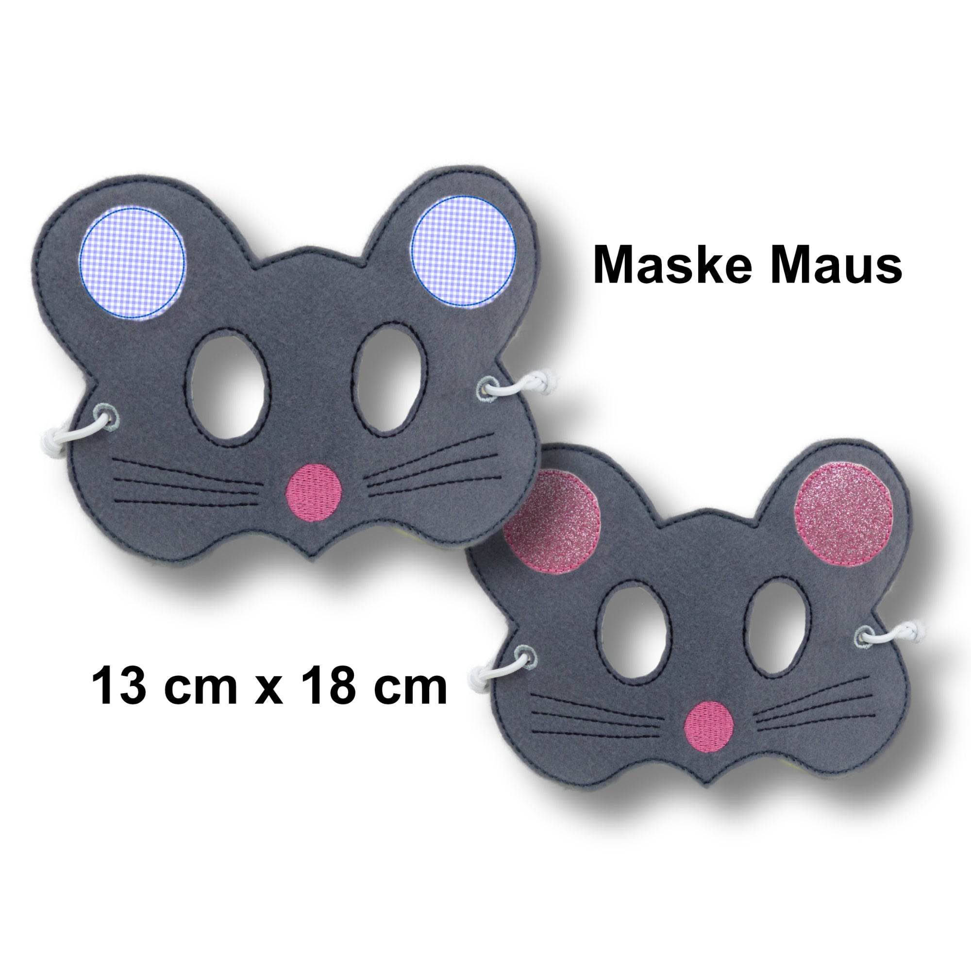 Stickdatei Maske Maus für den Rahmen ab 13 cm x 18 cm, Maus, Fasching, Karneval - Sewando