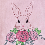 Stickdatei Hase mit Blumen Set 929 Doodle Lineare Art - Sewando