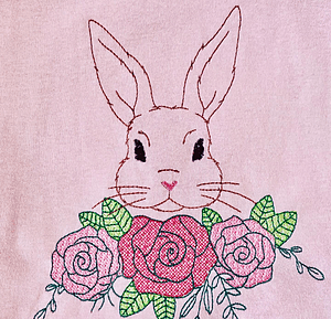 Stickdatei Hase mit Blumen Set 929 Doodle Lineare Art - Sewando