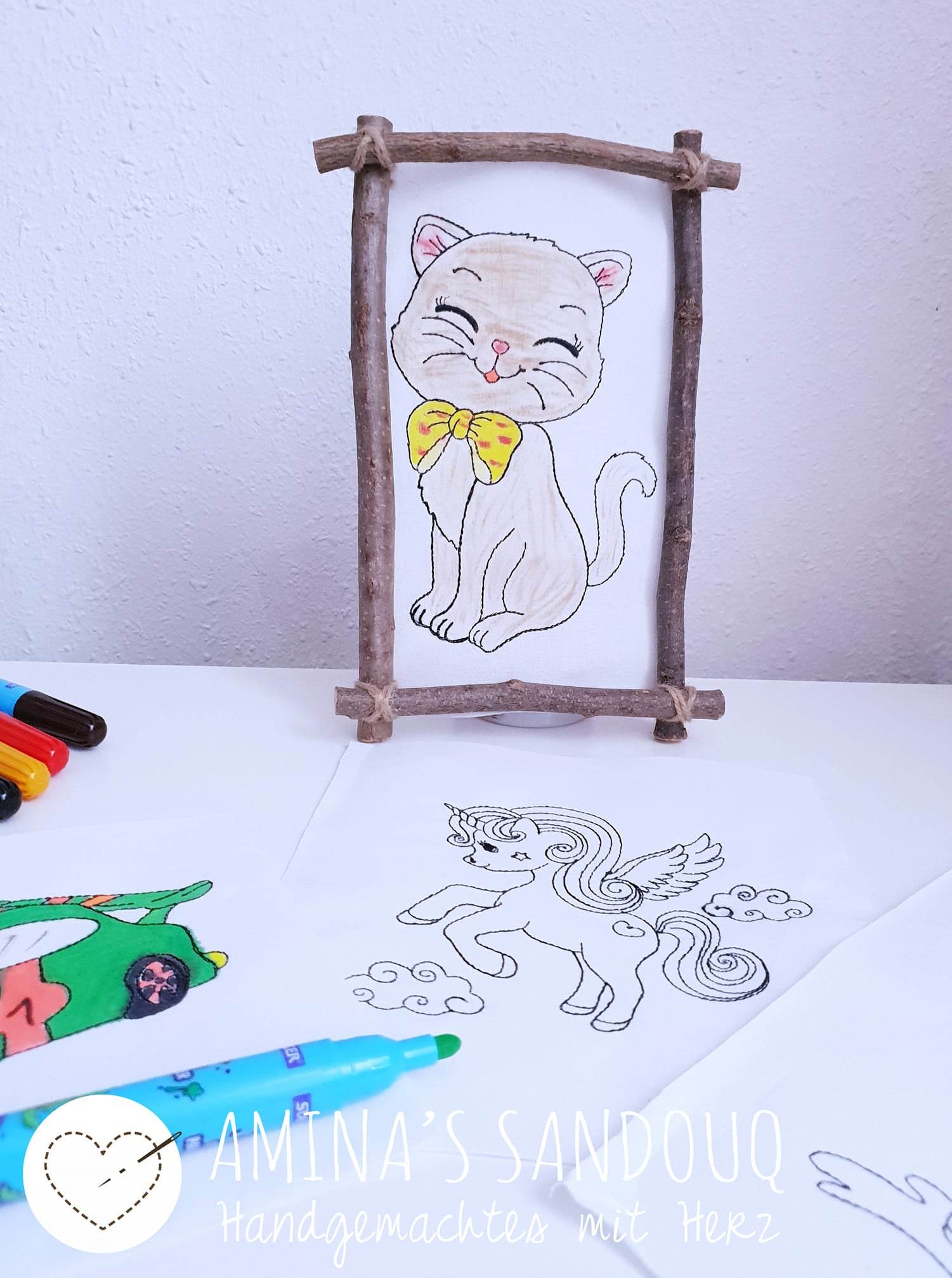 Katze Stickdatei – Ausmalmotiv für Kinder & kreative Regentage - Sewando