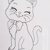 Katze Stickdatei – Ausmalmotiv für Kinder & kreative Regentage - Sewando